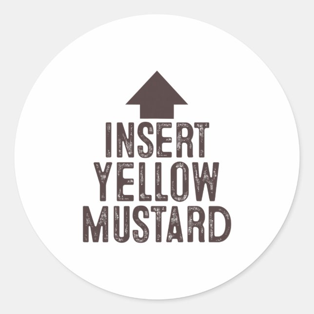 Insert Yellow Mustard Halloween Pointing Arrow To  Classic Round Sticker (Front)