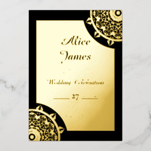 Inset Mandala Frame Luxury Black Gold Foil Wedding