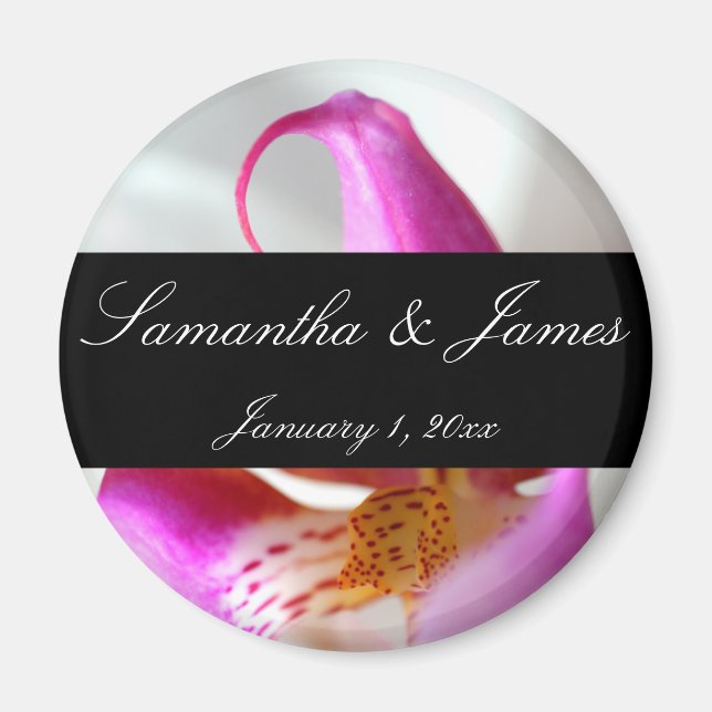 Inside a White Orchid Personal Wedding Magnet (Front)