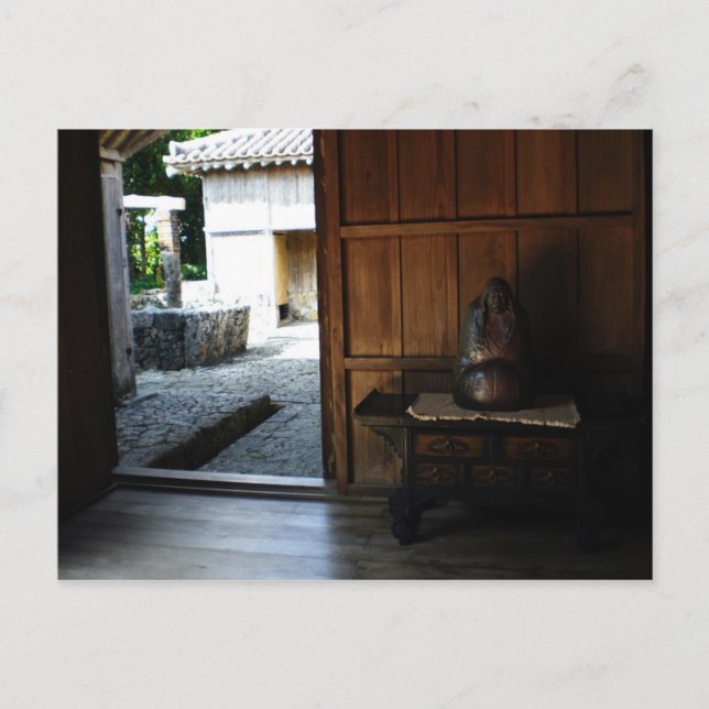 Inside an Okinawan home Postcard (Front)