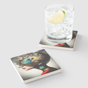 Inside Her Head Birds 2 Stone Coaster