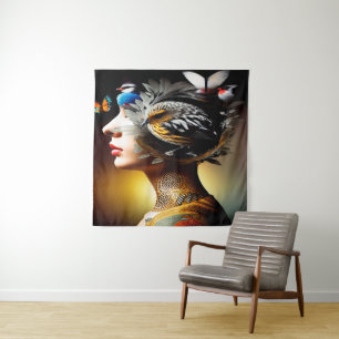 Inside Her Head Birds 3 Tapestry