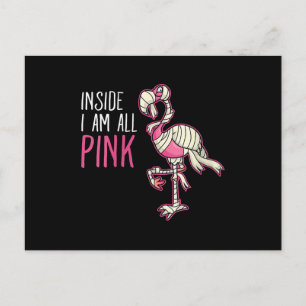 Inside I Am All Pink Flamingo   Funny Flamingo Postcard