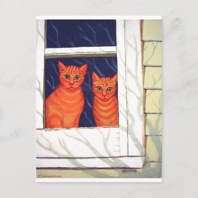 Inside Looking Out - Orange Tabby Cats Postcard (Front)