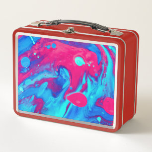 Inside of a lava lamp metal lunch box
