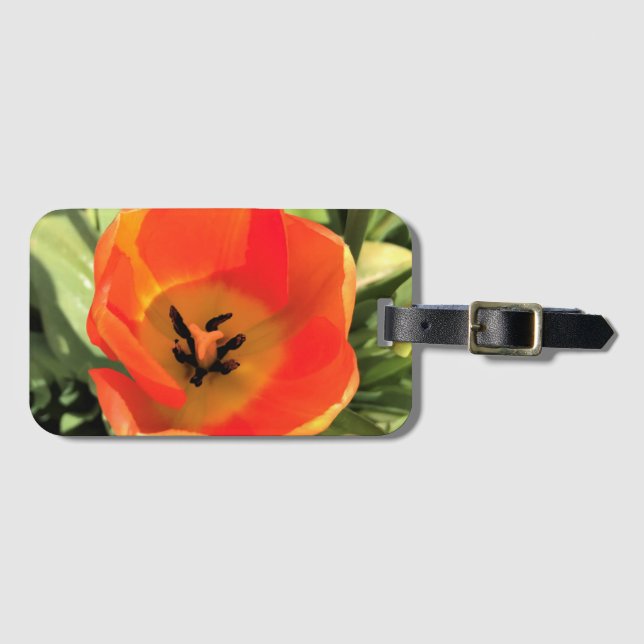Inside Orange Tulip Luggage Tag (Front Horizontal)