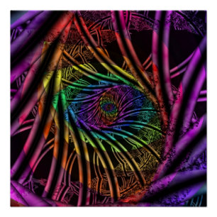 Inside Rainbow Fractal Art Poster