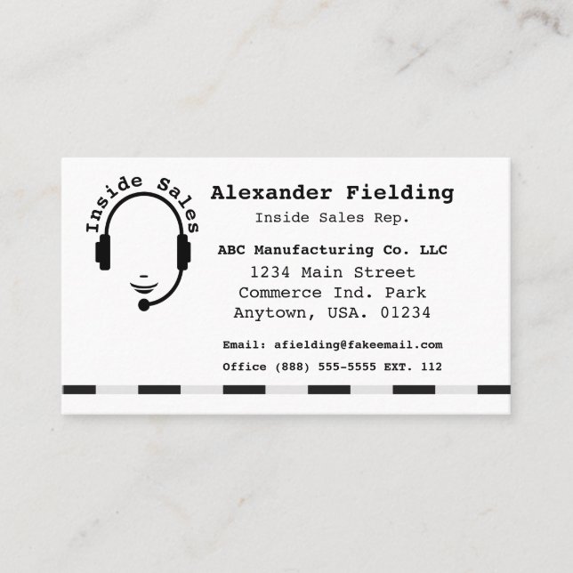 Inside Sales Representative Simple Black and White Business Card (Front)
