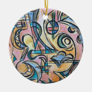 Inside The Labyrinth-Hand Painted Abstract Art Ceramic Tree Decoration