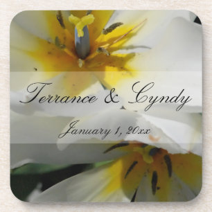Inside White Lilies Personal Wedding Coaster