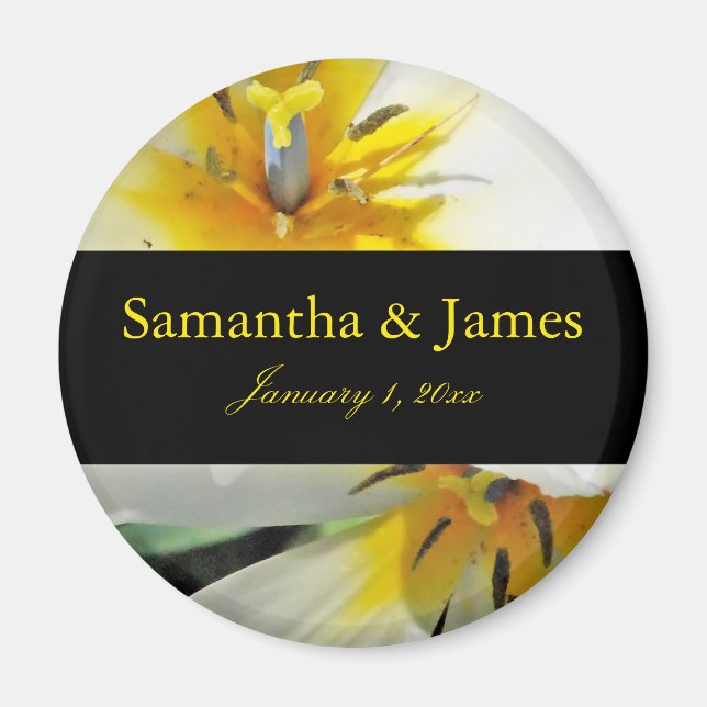 Inside White Lilies Personal Wedding Magnet (Front)