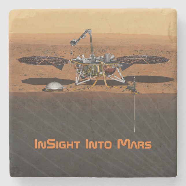 InSight Mars Lander Mission Stone Coaster (Front)