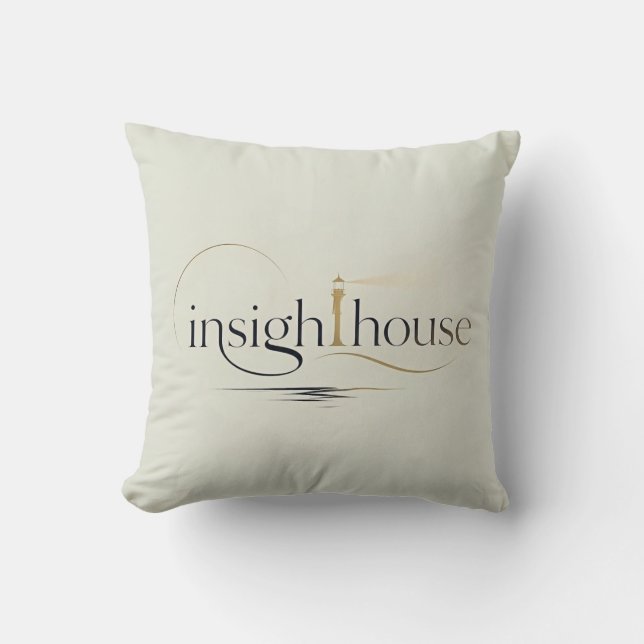 InsightHouse Minimalist Elegant Lighthouse Typogra Cushion (Front)