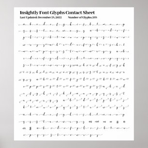 Insightly Font Glyphs Contact Sheet Poster
