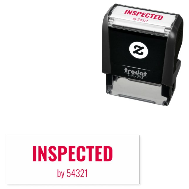 INSPECTED by Inspector's Number Business Template Self-inking Stamp (In Situ)