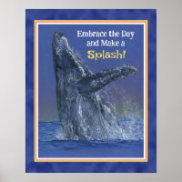 Inspiraring Fun Whale Print- Deep Blue Border
