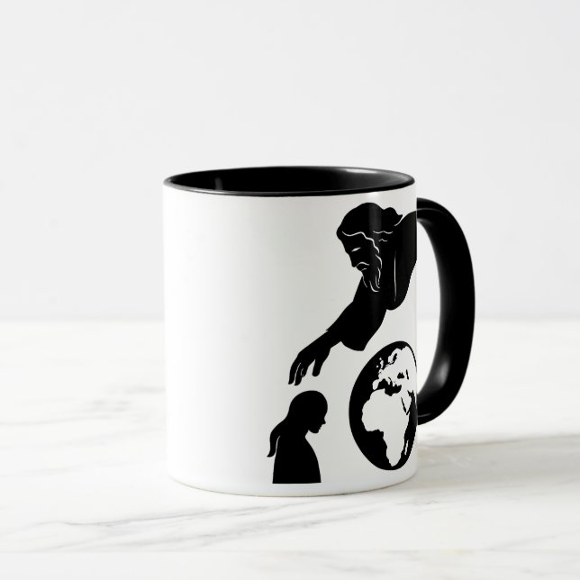 Inspiration God Reaching to Earth Minimalist  Mug (Front Right)