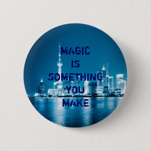 Inspiration hope quote city night 6 cm round badge
