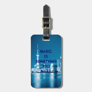 Inspiration hope quote city night luggage tag
