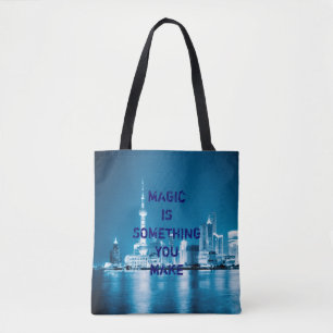 Inspiration hope quote city night tote bag