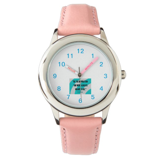 Inspiration Kid's Pink Leather Strap Watch (Front)