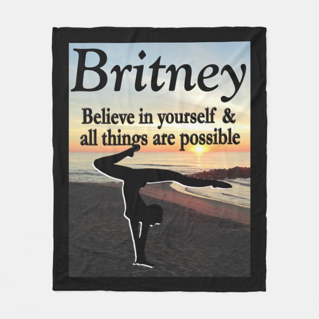 INSPIRATION PERSONALIZED GYMNAST GIRL BLANKET (Front)