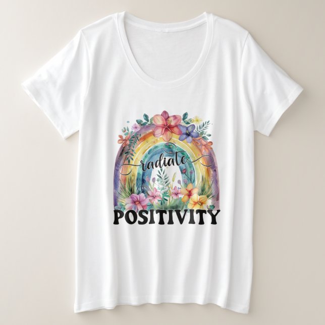 Inspiration radiate positivity word art rainbow  plus size T-Shirt (Design Front)