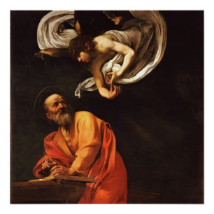 Inspiration Saint Matthew Caravaggio painting art  Poster