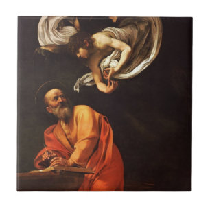 Inspiration Saint Matthew Caravaggio painting art  Tile