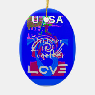 Inspiration USA We Are Stronger Together With Love Ceramic Tree Decoration