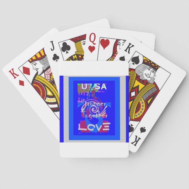 Inspiration USA We Are Stronger Together With Love Playing Cards (Back)