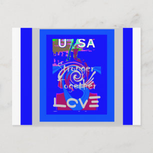 Inspiration USA We Are Stronger Together With Love Postcard