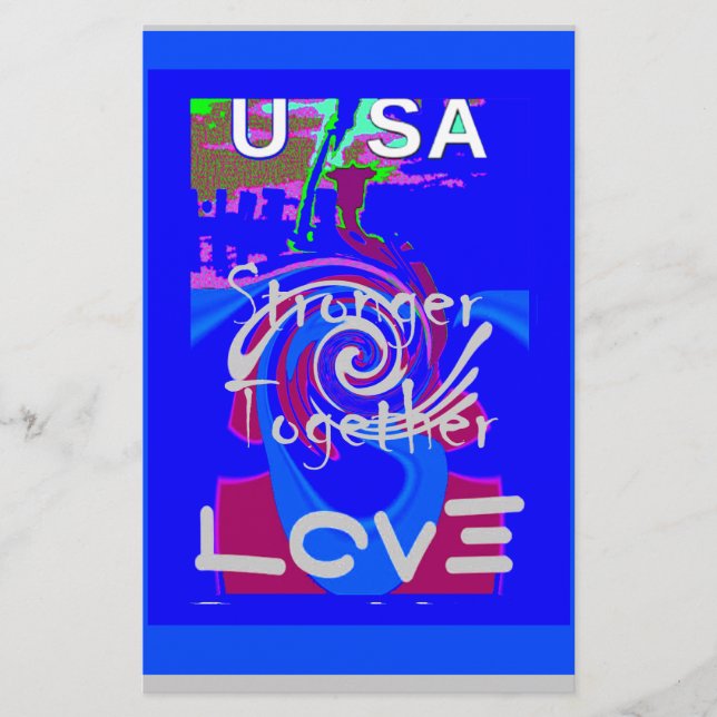 Inspiration USA We Are Stronger Together With Love Stationery (Front)