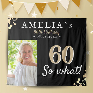 Inspirational 60th Birthday Black Photo Backdrop Tapestry