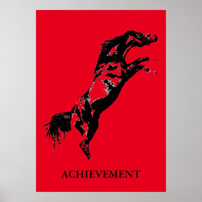 Inspirational Achievement Red Black Horse Pop Art Poster (Front)