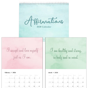 Inspirational Affirmations Quotes Watercolor 2026 Calendar