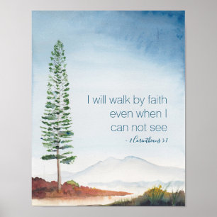 Inspirational and Spiritual Watercolor Mountains Poster