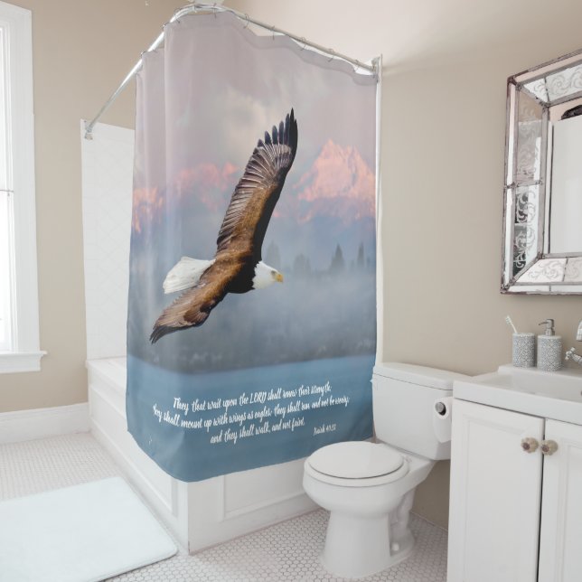 Inspirational Bald Eagle Scripture Verse Isaiah 40 Shower Curtain (In Situ)