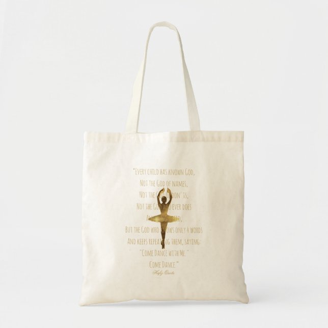 Inspirational Ballet Dance Quote Typography Tote Bag (Front)