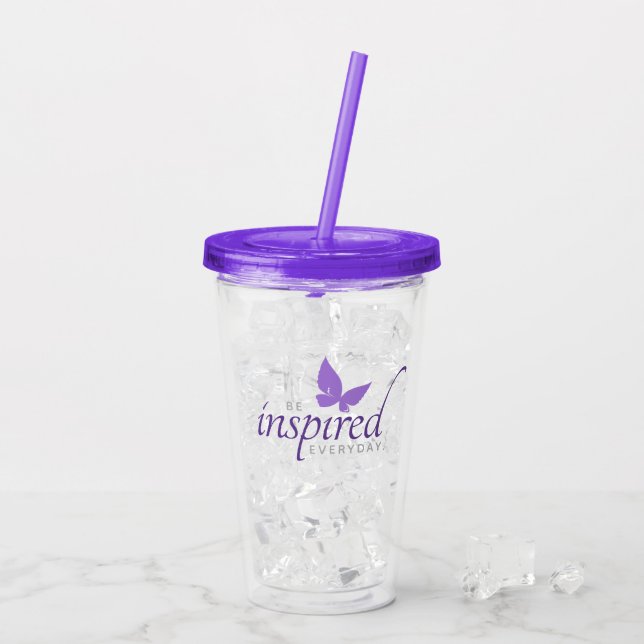 Inspirational Be Inspired Everyday Butterfly Acrylic Tumbler (Back Ice)
