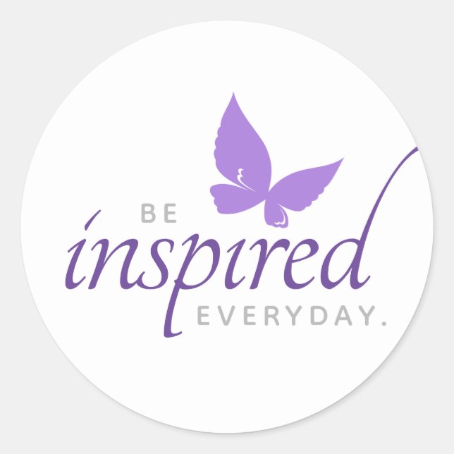 Inspirational Be Inspired Everyday Butterfly Classic Round Sticker (Front)