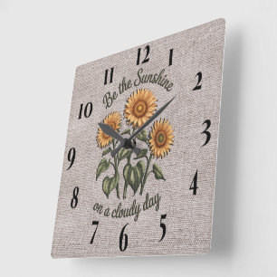 Inspirational Be The Sunshine Quote/Sublimation Square Wall Clock