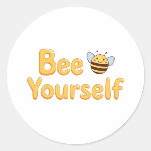 Inspirational "Be Yourself" Positive Message Classic Round Sticker