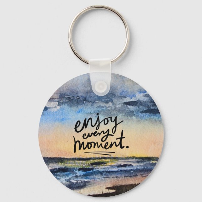 Inspirational Beach Art Button Keychain (Front)