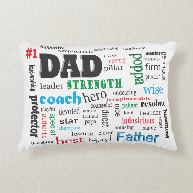 Inspirational Best Father Dad Word Cloud Decorative Cushion (Front)