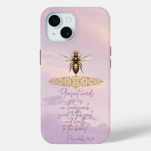 Inspirational Bible Pastel Sky Queen Bee Scripture iPhone 15 Case
