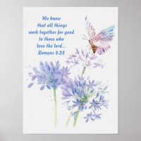 Inspirational Bible Romans 8:28 Quote Butterfly