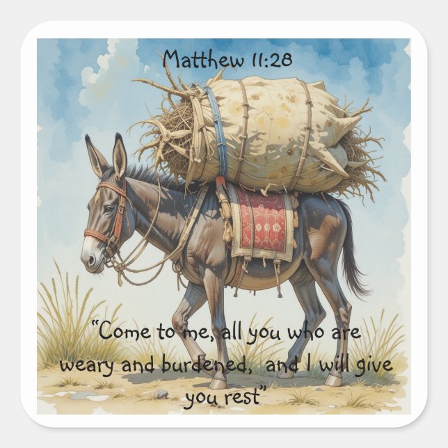 Inspirational Bible Scripture Quote Matt  Square Sticker (Front)