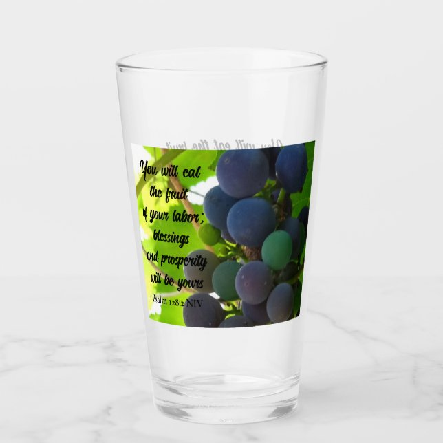 Inspirational Bible Verse Blessings Purple Grapes Glass (Front)