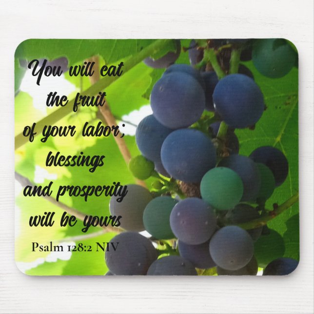 Inspirational Bible Verse Blessings Purple Grapes Mouse Pad (Front)